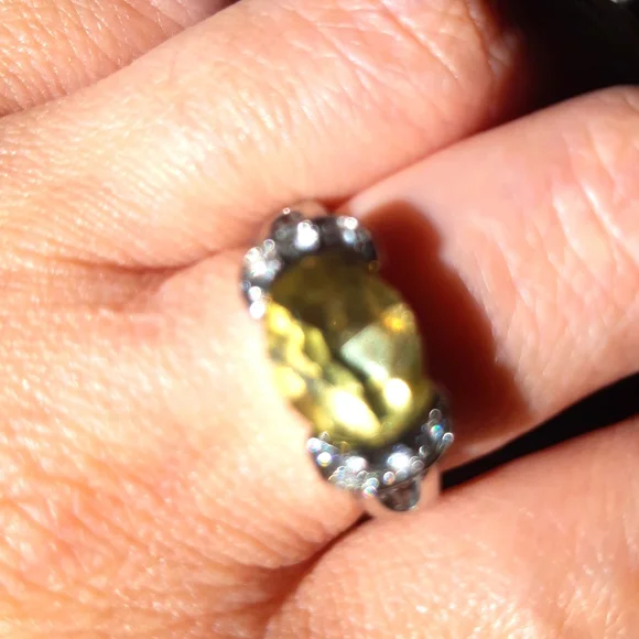 (8)💥Oval Canary Yellow💛 Centre Rhinestone Ring💥 - Picture 6 of 6